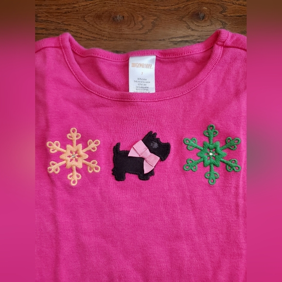 GYMBOREE OUTLET 7 pink scottie dog Snowflake tee - Picture 4 of 8